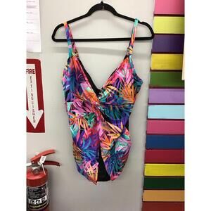 Dreamshaper miraclesuit violet one piece layered jungle 16 reg new qvc